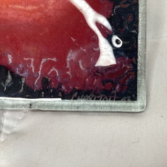 Charlton Glassworks Copper Fused Art Glass Ikebana Signed Flower Vase 2003 VTG - Picture 5 of 7